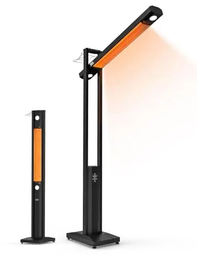 onlyfire FlexRay Heater - 80" Electric Infrared Patio Heater for Indoor & Outdoor Use, Freestanding Heater with Magnetic Remote & Cover, 3 Heat Modes + Light Mode,1500W, Overheat & Tip-Over Protection