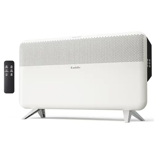 Embilis Panel Space Heater for Indoor Use, 1500W Large Room Convection Electric Heater with Adjustable Thermostat, 12H Timer, Overheating & Tip-over Protection, Standing or Wall Mounted