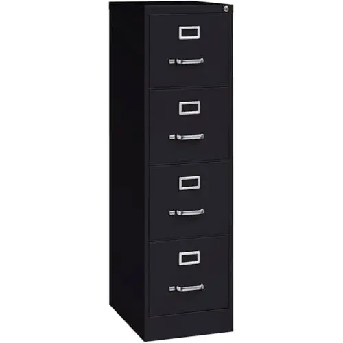 Scranton & Co 22" 4-Drawer Metal Letter Width Vertical Filing Cabinet in Black, Lockable