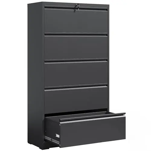 Locking File Cabinet with 5 Drawer Heavy Duty Large Metal Filing Cabinet Home Office Lateral File Cabinets