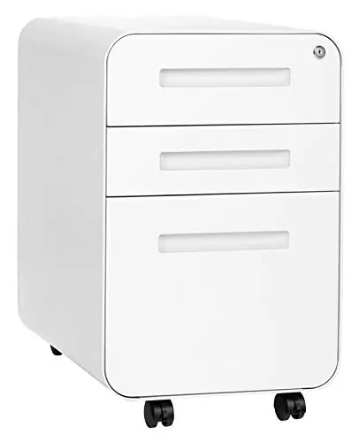 Laura Davidson Furniture Stockpile 3 Drawer File Cabinet with Lock - Under Office Desk Metal Filing Cabinet