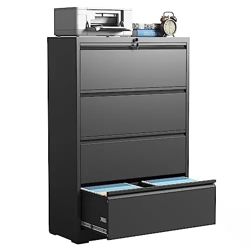 Wide Steel Storage Cabinet Commercial Drawer for Legal/Letter/A4 Size Files Assembly Required