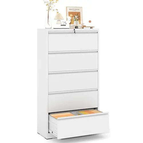 5 Drawer File Cabinet,Metal Lateral Filing Cabinet with Lock