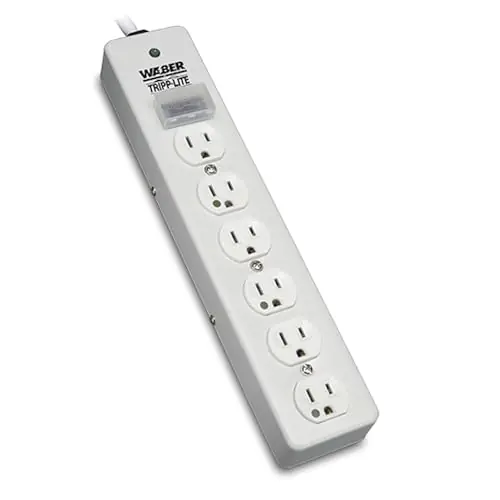TRIPP LITE Hospital-Grade Surge Protector Medical Power Strip, 6 Outlets, Right-Angle NEMA 5-15PHG Plug, 6 Foot / 1.8M Cord, 1050 Joule Protection, (SPS606HGRA)