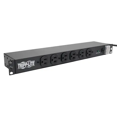 Tripp Lite 14-Outlet Rack Mount Surge Protector Power Strip PDU, 15A, 120V, 3000 Joules, 15ft Cord with 5-15P Plug, 1U Horizontal Rack Mount, Lifetime Manufacturer‘s Warranty (DRS-1215)