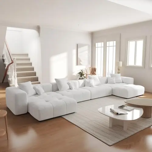 JACH 183.5 Inch U-Shaped Modular Sectional Sofas, Modern 4-Seater Couch with Chaise Ottomans