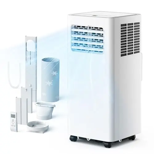 EUHOMY Portable Air Conditioners 10,000 BTU, 4-in-1 Air Conditioner Portable Up to 450 Sq.Ft. with Cool, Fan, Dehumidifier, Sleep, Portable AC Unit with LED Remote & 24H Timer, Installation Kits