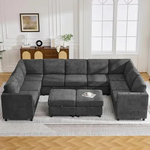 127‘‘ Oversized U Shaped Modular Sofa, Sectional Couches with Storage for Living Room