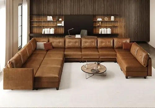 LLappuil Faux Leather Modular Sofa with Storage, Modern Comfy Sectional Couches for Living Room Oversized 14 Seater