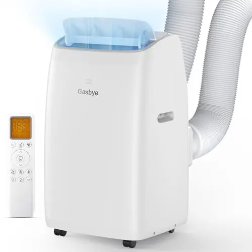 Gasbye Dual Hose Portable Air Conditioner, [2026 Upgraded] Full DC Inverter Compressor, Energy-Saving 13.6 CEER, Low Noise (45dB), Cools Room up to 500 Sq.Ft., Backlit Remote Control, 14,000BTU, White