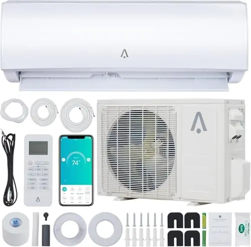 21 Seer2 Split Air Conditioner, 18,000 Btus Mini Split Ac/Heating System, Inverter Ductless Air Conditioner w/Alexa, Heat Pump & Installation Kit, Wall Mounted Ac Unit Cools Room Up to 1250 Sq.Ft,230V