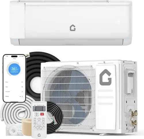 GarveeHome 12000 BTU Mini Split AC/Heating System, 22 SEER2 Inverter Split System Air Conditioners, Ductless Heat Pump Wall Mount AC Unit Cool Up to 750 Sq. Ft, Installation Kits, 115V