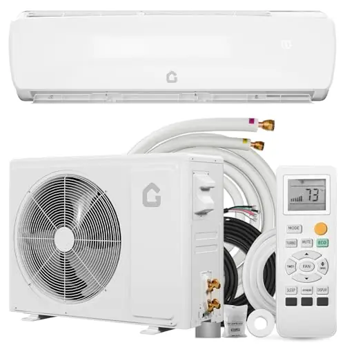 GarveeHome 18000 BTU Mini Split AC/Heating System, 19 SEER2 Inverter 6-in-1 Split System Air Conditioners, Ductless Heat Pump Wall Mount AC Unit Cool Up to 1250 Sq. Ft, Installation Kits, 230V
