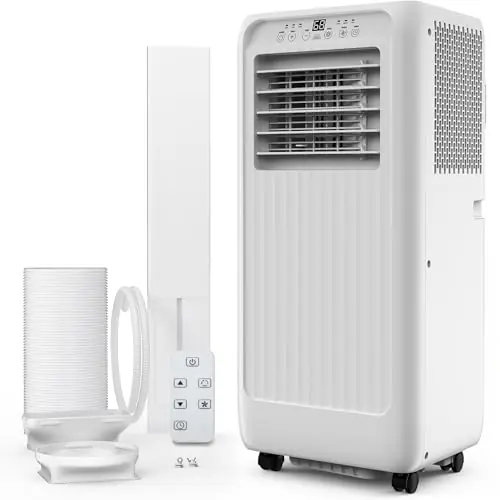 8000 BTU Portable Air Conditioners, 3 in-1 Quiet Portable AC Unit with Efficient Cooling, Remote Control, LED Touch Screen, 24Hrs Timer for Bedroom, Dorms, Office, Indoor Rooms, White