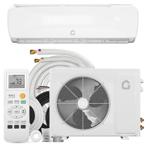 Garvee 9000 BTU Mini Split AC/Heating System, 19 SEER2 Inverter Split System Air Conditioners, Ductless Wall Mount Heat Pump, AC Unit Cool Up to 450 Sq. Ft, Installation Kits, 230V