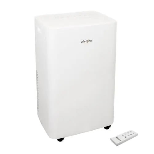 Whirlpool 14,000 BTU Portable Air Conditioner with Dehumidifier for Living Room, Apartment, or Bedroom, 115V, Portable AC for Large Rooms up to 700 Square Feet with Remote, 3 Speeds, and Timer, White