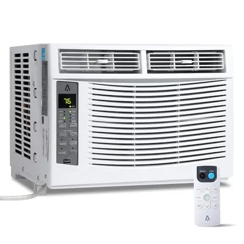 Window Air Conditioner 6000 BTU Smart, Cool Up to 250 Sq. Ft. with Remote WiFi Control, Energy Saving, Quiet, Dehumidification, Cooling, White for Office, Bedroom, Kitchen
