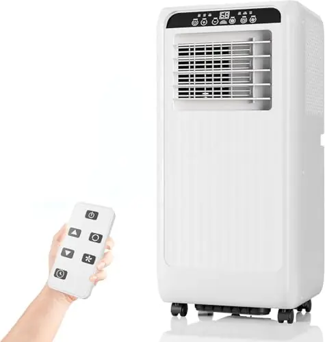 8000 BTU Portable Air Conditioner - 3-In-1 Cooling, Dehumidifying & Fan, Low Noise 54dB and Easy Mobility, Smart Control, Air Quality Enhancement for Home & Office