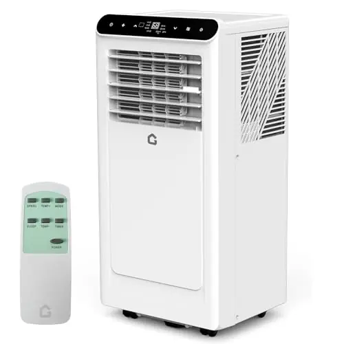 Portable Air Conditioners 8000 BTU, Quiet 3 in-1 Portable AC Unit with Remote Control, Dehumidifier and Timer, Energy Efficient Air Conditioner for Home and Office Spaces, White & Black