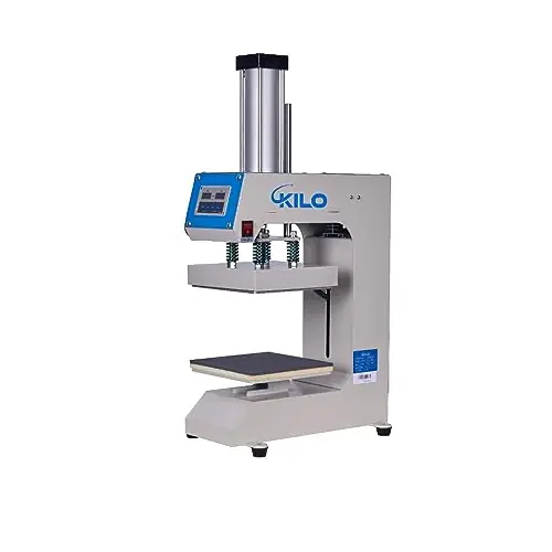 8x8 Label Pneumatic Heat Press Machine - Digital LCD Display, Self-Balancing Pressure