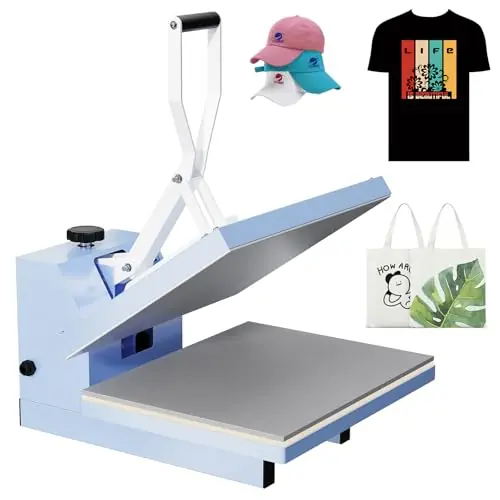 Fast Heating, Industrial Quality with Adjustable Pressure Industrial Digital Heat Press Machine Sublimation for T-Shirt, Light Blue