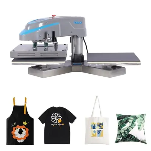 Double Station Swing Away Heat Press with LCD Digital Control, Air Compressor Powered