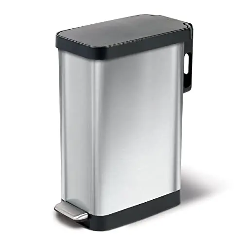 Glad Slim Trash Can with Clorox Odor Protection - Narrow Kitchen Garbage Bin with Soft Close Lid