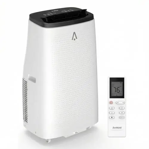 GarveeHome 15,000 BTU Portable Air Conditioner – 3-in-1 Cooling, Fan & Dehumidifier – Quiet ≤54dB – LCD Remote, 24H Timer – Air Purification – Window Kit – Dark Top Cover