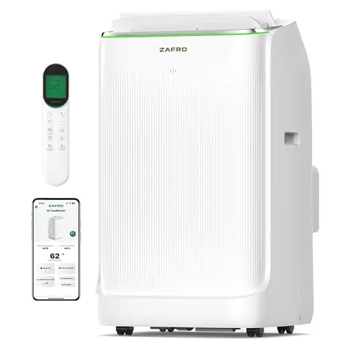 ZAFRO Inverter Portable Air Conditioners, 16000 BTU (12000 BTU SACC) Smart Portable AC Unit with Dual Hose/Ultra Quiet(38dB Upgraded)/Drainage-free/24Hrs Timer for Multi-Scenario Use, 2026 Upgraded