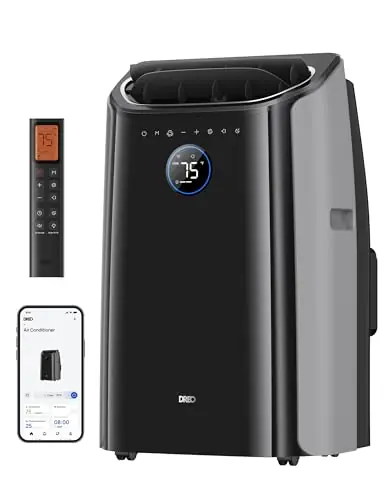 DREO Portable Air Conditioners, 14000 BTU ASHRAE (10,000 BTU DOE) Smart AC Unit for Room with Drainage-free Cooling, APP/Voice/Remote, Fan & Dehumidifier, Quiet Standing AC for Bedroom, AC516S New