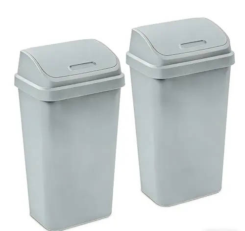2-Pack Swing Top Wastebasket, 13 Gallon Kitchen Trash Can, Square Trash Can