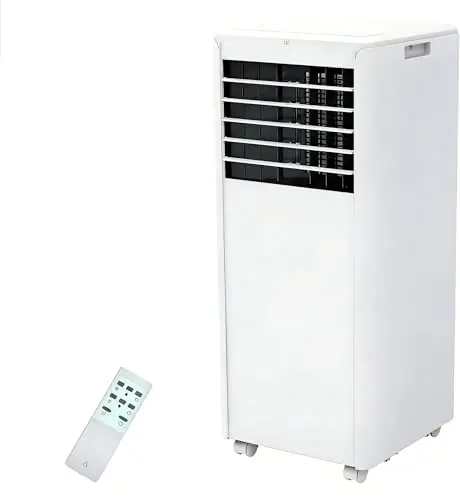 CABIHOME Flexible Room Comfort Portable Air Conditioner with Exhaust Hose, Dehumidifier & Remote - Mobile AC Unit for Bedroom, Apartment, Dorm or Home - No Installation Required - Easy Mobility