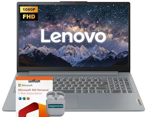 Lenovo IdeaPad 15.6" FHD Business Laptop with Microsoft 365 & Copilot AI, Intel Processor, 128GB SSD + 1TB Cloud Storage, Windows 11