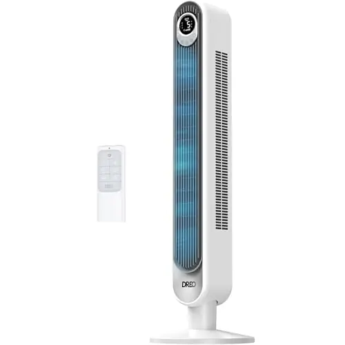 Dreo Tower Fan 42 Inch,Quiet Oscillating Bladeless Fan with Remote, 6 Speeds, 4 Modes, LED Display, 12H Timer, White Floor Standing Fan Powerful for Indoor Home Bedroom Office Room