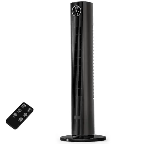 Antarctic Star Tower Fan Portable Floor Fans 85°Oscillating Fan Quiet Cooling 12H Timer Remote Control Standing Bladeless Electric 3 Wind Speeds 4 Modes Bedroom Office,36 inch, Grey