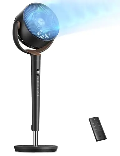 Dreo Fan for Bedroom, 120ยฐ Oscillating Standing Fan, Quiet Floor Fan with DC Motor, Pedestal Fan for Room, 9 Speeds, 4 modes, 20dB, 120ยฐ Manual Vertical, 37-42" Adjustable Height, 9H Timer, Black