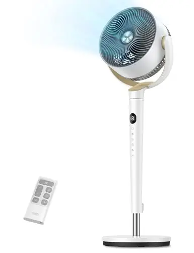 Dreo Fan for Bedroom, 120ยฐ Oscillating Standing Fan, Quiet Pedestal Fan with DC Motor, 9 Speeds, 4 modes, 20dB, 120ยฐ Manual Vertical, 37-42" Adjustable Height, 9H Timer, White