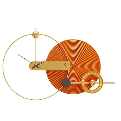 PSYCHE GOD Large Gold Round Decorative Wall Clock Silent Modern Metal Wall Art Decor for Living Room Office Bedroom Kitchen Hotel Cafe 40" × 25"