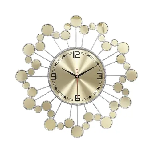 PSYCHE GOD 23 Inch Large Metal Wall Clock Silent Non‑Ticking Battery Operated Modern Starburst Decorative Clock for Living Room Bedroom Kitchen Office