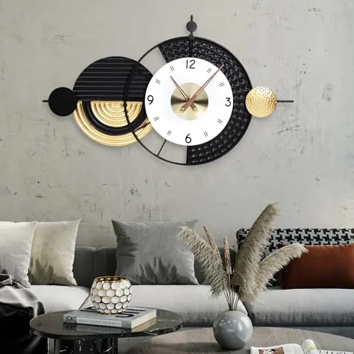 Anmotpe Large Modern Wall Clocks Big Wall Clock Nordic Style Metal Dial Battery Operated Clocks for Living Room Kitchen Bedroom 20.8X34.2inch