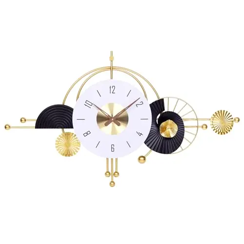 AXAORIRA 38x22 Inch Modern Metal Wall Clock Battery Operated, Contemporary Silent Non-Ticking Analog Clock for Home Decor, Living Room, Bedroom, Office, Kitchen, Entryway