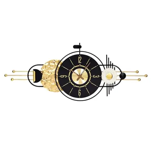 AXAORIRA 47x19 Inches Large Modern Decorative Wall Clock, Abstract Non-Ticking Battery Operated Analog Clocks for Living Room, Bedroom, Home & Office - Easy to Read
