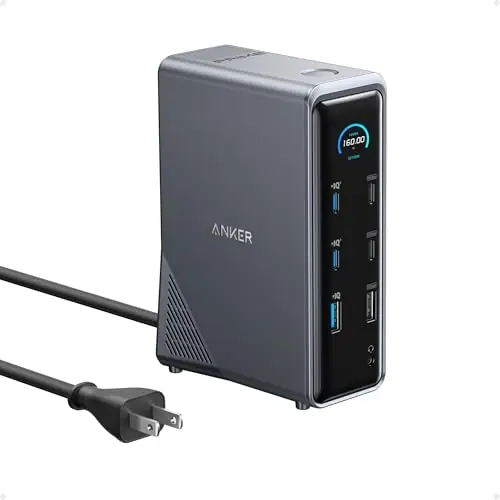 4-Port with 160W Max Output, 10Gbps Fast Data Transfer, Real-Time Smart Interface, Audio and Ethernet Ports, Dual 4K Displays for Dell, HP, Lenovo and More