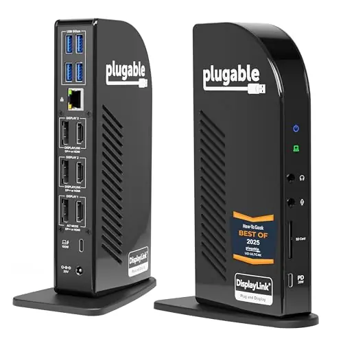 Plugable 13-in-1 USB C Docking Station 4K Triple Monitor with 100W Power Delivery USB C Dock for Windows, Mac, ChromeOS