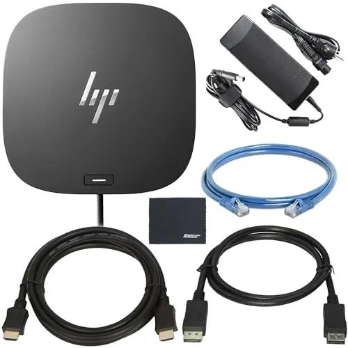 HP Docking Station for Laptop Dual Monitor + Bundle - HP USB-C G5 Dock 5TW10AA / 5TW10UT / 5TW10AA ABB with 120W Adapter + ZoomSpeed HDMI Cable