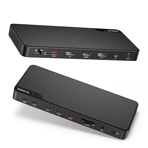 Thunderbolt 4 Dock - 16 Ports, Laptop Docking Station Dual Monitor for MacBook, Docking Station 3 Monitors for Windows with 150W DC Power