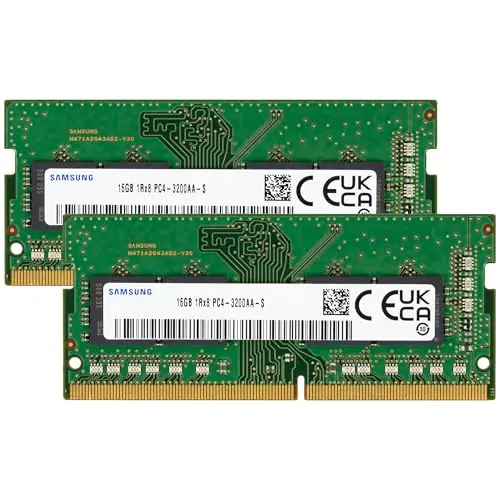 Samsung 32GB (2x16GB) DDR4 3200MHz PC4-25600 (PC4-3200AA) CL22 SODIMM 1Rx8 Single Rank 1.2V 260-Pin Laptop