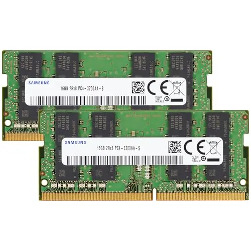 Samsung 32GB (2x16GB) DDR4 3200MHz PC4-25600 (PC4-3200AA) CL22 SODIMM 2Rx8 Dual Rank 1.2V 260-Pin Laptop