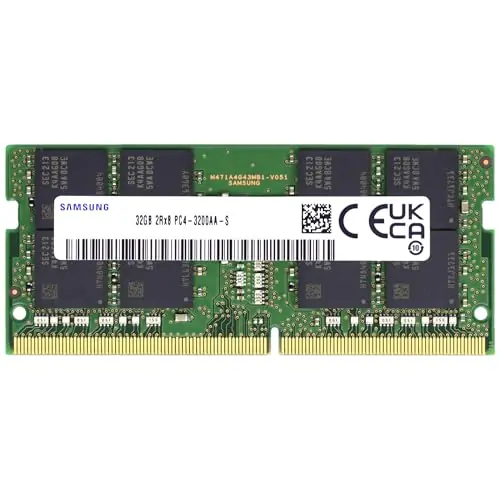 Samsung 32GB DDR4 3200MHz PC4-25600 (PC4-3200AA) CL22 SODIMM 2Rx8 Dual Rank 1.2V 260-Pin Laptop