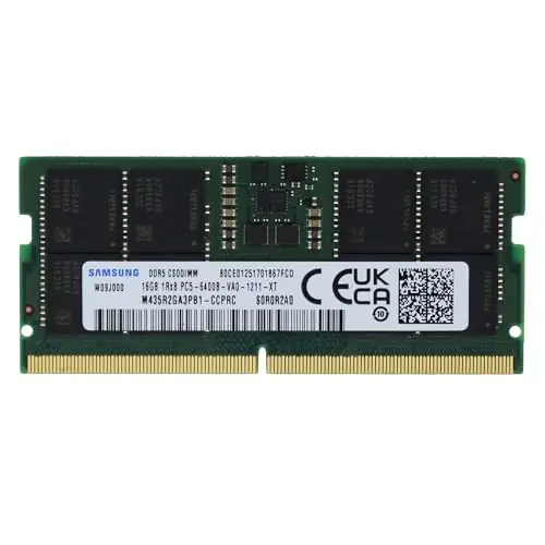 Samsung 16GB (1x16GB) DDR5 6400MHz PC5-51200 CSODIMM Clocked SODIMM 1Rx8 Single Rank CL52 1